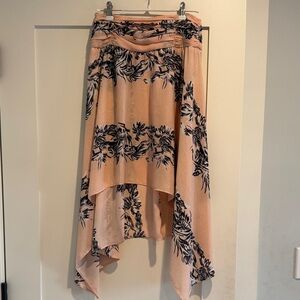 Zara High-Low Floral Skirt in Peach and Black